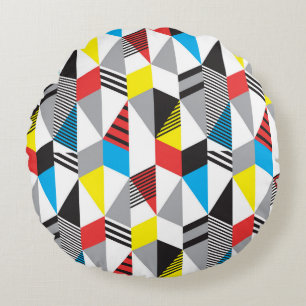 Retro Bauhaus Style: Seamless Abstract Round Pillow