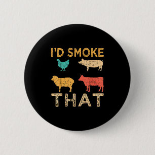 Retro Bbq Id Smoke That Barbeque Funny Grilling Gi 2 Inch Round Button