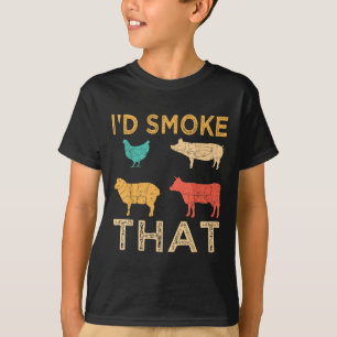 Retro Bbq Id Smoke That Barbeque Funny Grilling Gi T-Shirt