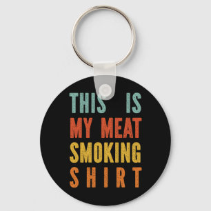 Retro Bbq My Meat Smoking  Keychain