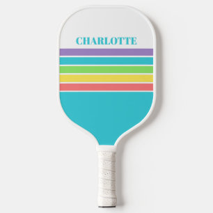 Retro Be Happy Pickleball Rainbow Birthday Pickleball Paddle
