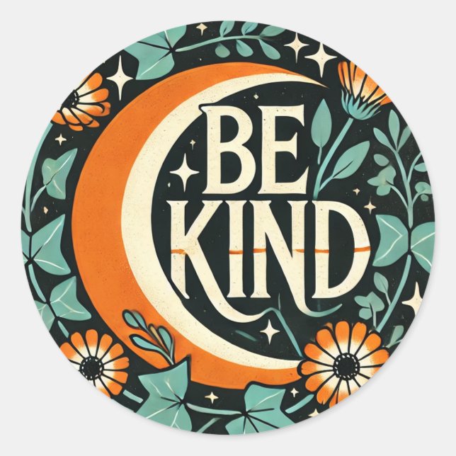 Retro Be Kind                                      Classic Round Sticker (Front)