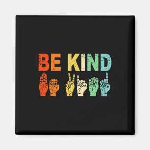 Retro Be Kind Hand Sign ASL Autism Awareness Men W Magnet