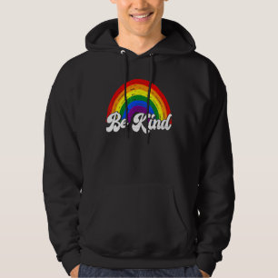 Retro Be Kind Lgbtq+ Gay Lesbian Trans Pans Pride  Hoodie