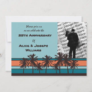 Retro Beach Anniversary Party Photo Invitations