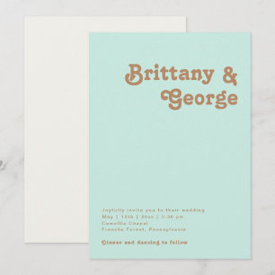 Retro Beach   Aqua Casual Wedding Invitation