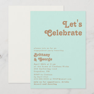 Retro Beach Aqua Let's Celebrate Invitation