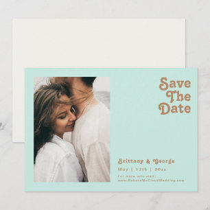 Retro Beach   Aqua Photo Horizontal Save The Date