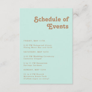Retro Beach Aqua Schedule of Events Enclosure Card