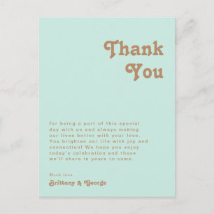 Retro Beach Aqua Table Thank You Card