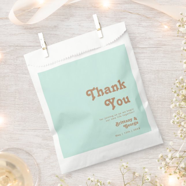 Retro Beach | Aqua Thank You Favour Bag (Clipped)