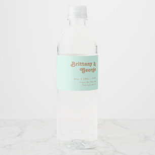 Retro Beach   Aqua Water Bottle Label