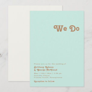 Retro Beach Aqua We Do Wedding Invitation