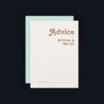 Retro Beach | Aqua Wedding Advice Card<br><div class="desc">This retro beach | aqua wedding advice card is perfect for your simple vintage, colourful tropical boho summer wedding. Its unique bohemian mid-century font gives this design a classic minimalist groovy hippie vibe. Suppose you're looking for a design that features bright, rustic coastal ocean colours for your creative 70's destination...</div>
