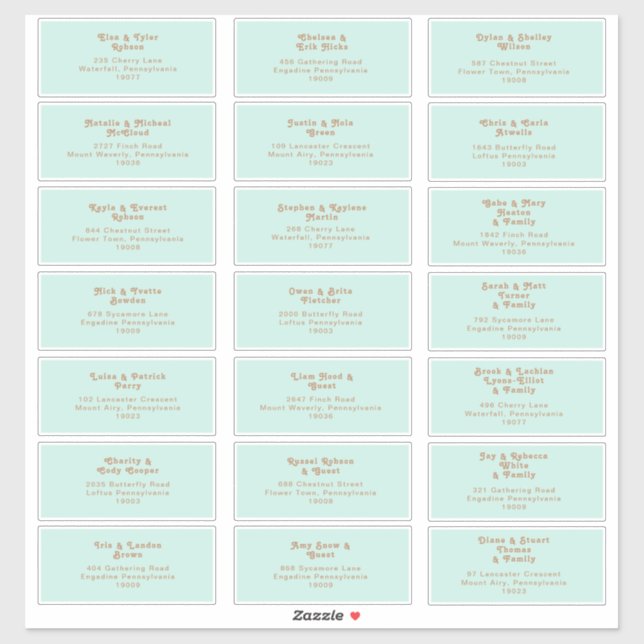 Retro Beach | Aqua Wedding Guest Address Sticker (Sheet)