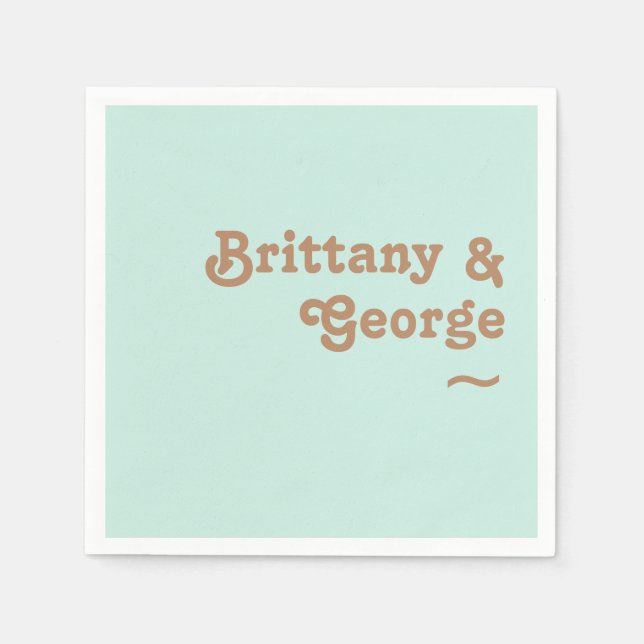 Retro Beach | Aqua Wedding Napkins (Front)