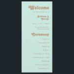 Retro Beach | Aqua Wedding Program<br><div class="desc">This retro beach | aqua wedding program is perfect for your simple vintage, colourful tropical boho summer wedding. Its unique bohemian mid-century font gives this design a classic minimalist groovy hippie vibe. Suppose you're looking for a design that features bright, rustic coastal ocean colours for your creative 70's destination beach...</div>