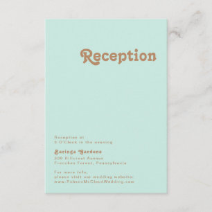 Retro Beach Aqua Wedding Reception Card