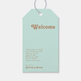Retro Beach   Aqua Wedding Welcome Gift Tags