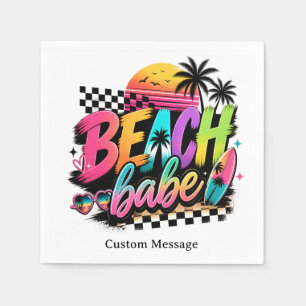 Retro Beach Babe Tropical Summer Personalized Napkin