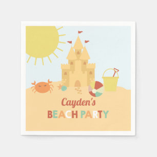 Retro Beach Birthday party sand castle Napkin