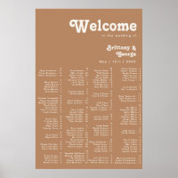 Retro Beach | Brown Alphabetical Seating Poster
