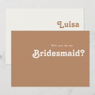Retro Beach Brown Bridesmaid Proposal Card