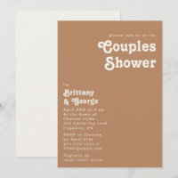 Retro Beach | Brown Couples Shower Invitation