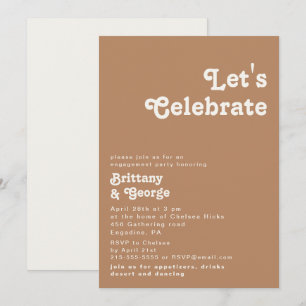 Retro Beach Brown Let's Celebrate Invitation