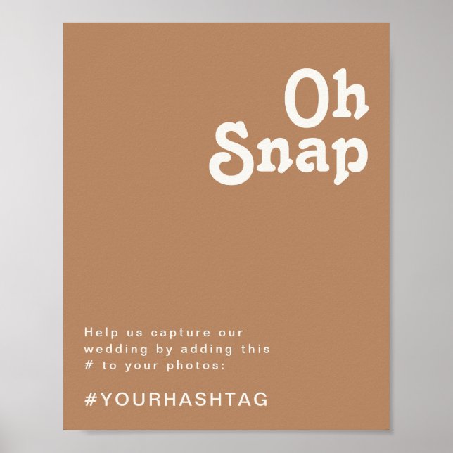 Retro Beach | Brown Oh Snap Hashtag Sign (Front)