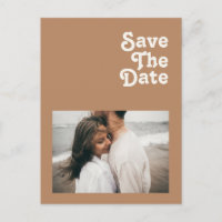 Retro Beach | Brown Photo Save The Date