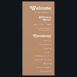 Retro Beach | Brown Wedding Program<br><div class="desc">This retro beach | brown wedding program is perfect for your simple vintage, colourful tropical boho summer wedding. Its unique bohemian mid-century font gives this design a classic minimalist groovy hippie vibe. Suppose you're looking for a design that features bright, rustic coastal ocean colours for your creative 70's destination beach...</div>