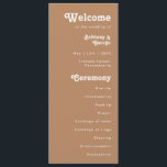 Retro Beach | Brown Wedding Program<br><div class="desc">This retro beach | brown wedding program is perfect for your simple vintage, colourful tropical boho summer wedding. Its unique bohemian mid-century font gives this design a classic minimalist groovy hippie vibe. Suppose you're looking for a design that features bright, rustic coastal ocean colours for your creative 70's destination beach...</div>
