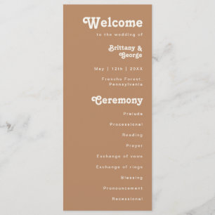 Retro Beach   Brown Wedding Program