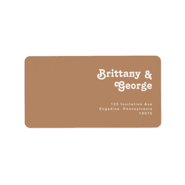 Retro Beach | Brown Wedding RSVP Return Address Label (Front)