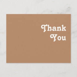Retro Beach   Brown Wedding Thank You Postcard