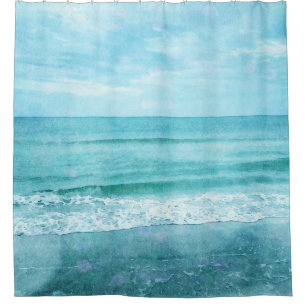 Retro Beach - Coastal Ocean Teal Blue Watercolor