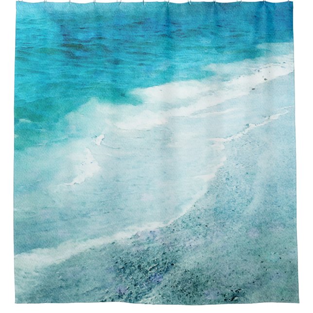 Retro Beach - Coastal Teal Blue Ocean Watercolor (Front)