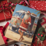 Retro Beach Cool Santa  Holiday Card<br><div class="desc">This design may be personalized in the area provided by changing the photo and/or text. Or it can be customized by clicking Personalize this Template and then choosing the click to customize further option and delete or change the colour of the background, add text, change the text colour or style,...</div>