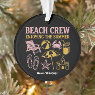 Retro Beach Crew Summer Vacation Graphic Ornament