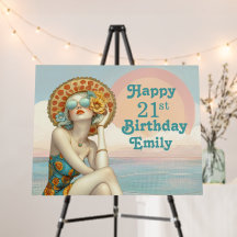 Retro Beach Glam Style 21e anniversaire pour elle