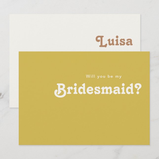 Retro Beach | Gold Bridesmaid Proposal Card (Front/Back)