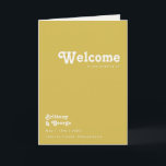 Retro Beach | Gold Folded Wedding Program<br><div class="desc">This retro beach | gold folded wedding program is perfect for your simple vintage, colourful tropical boho summer wedding. Its unique bohemian mid-century font gives this design a classic minimalist groovy hippie vibe. Suppose you're looking for a design that features bright, rustic coastal ocean colours for your creative 70's destination...</div>