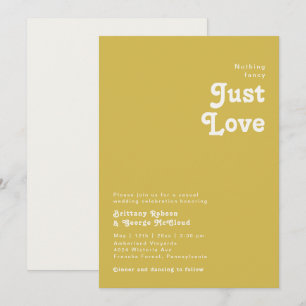 Retro Beach   Gold Nothing Fancy Wedding Invitation