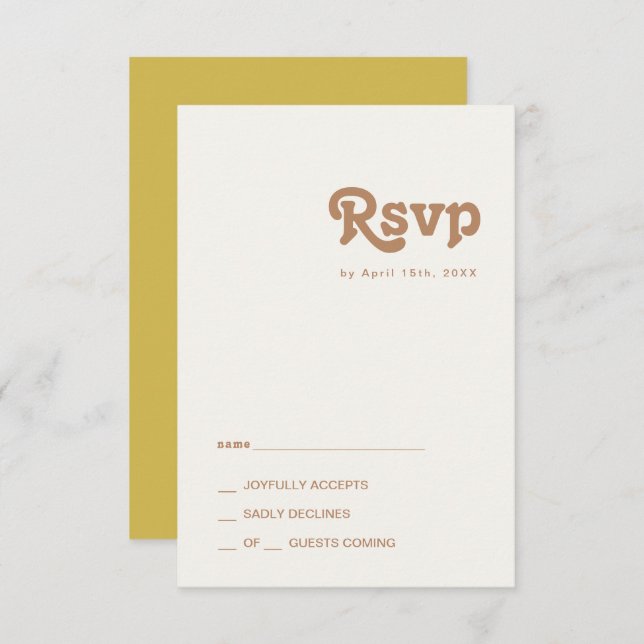 Retro Beach | Gold RSVP Card (Front/Back)
