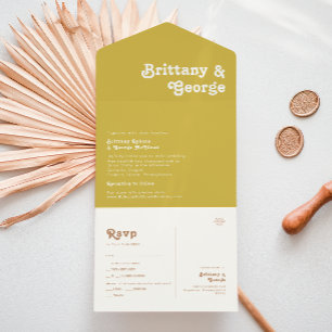 Retro Beach   Gold Seal and Send All In One Invita Invitation