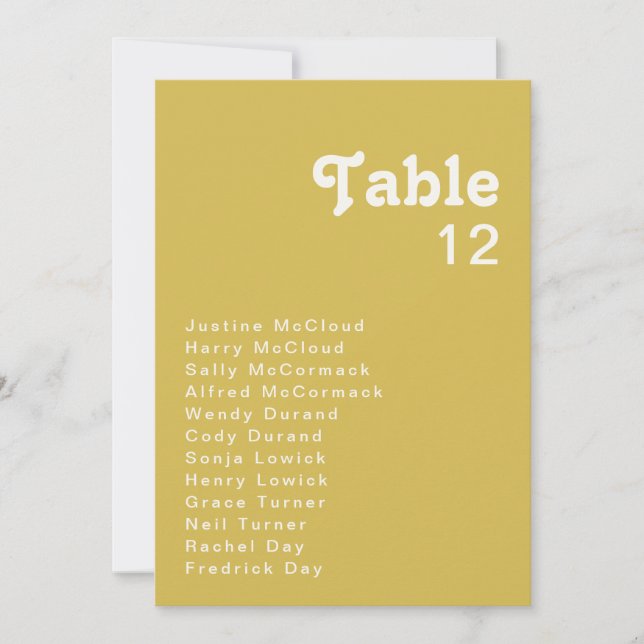 Retro Beach | Gold Table Number Chart (Front)