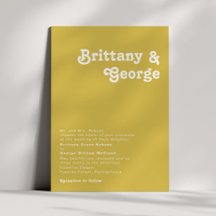 Retro Beach Gold Traditional Wedding Invitation