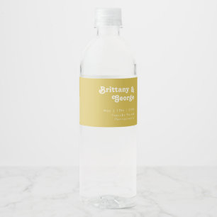 Retro Beach   Gold Water Bottle Label