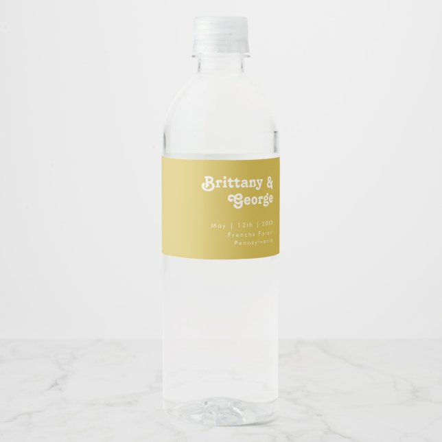Retro Beach | Gold Water Bottle Label (Front)